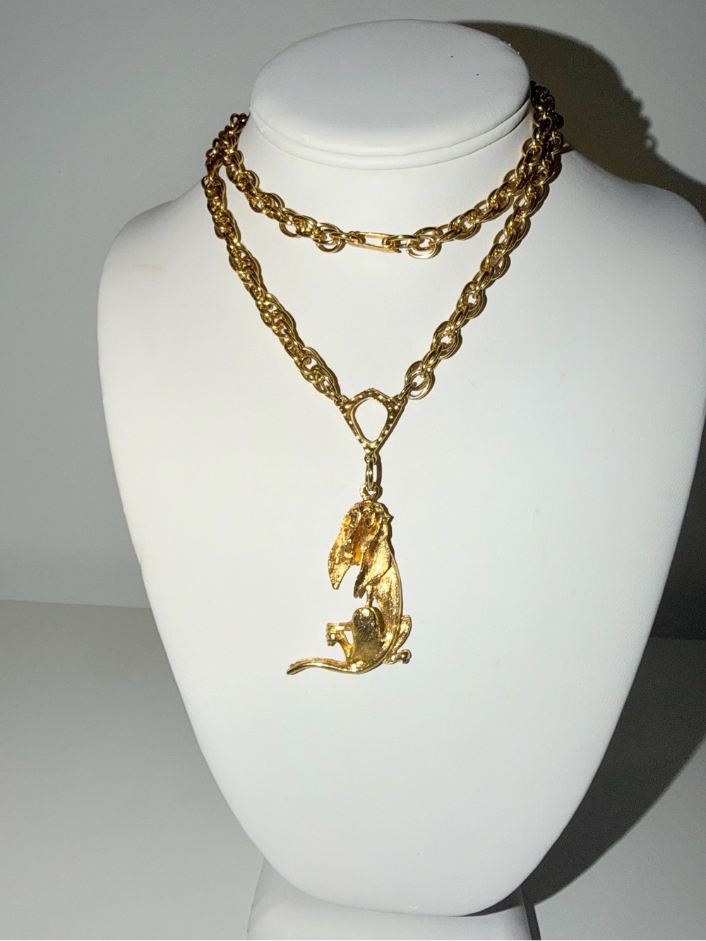 Vintage Gold Tone Dog Pendant Necklace